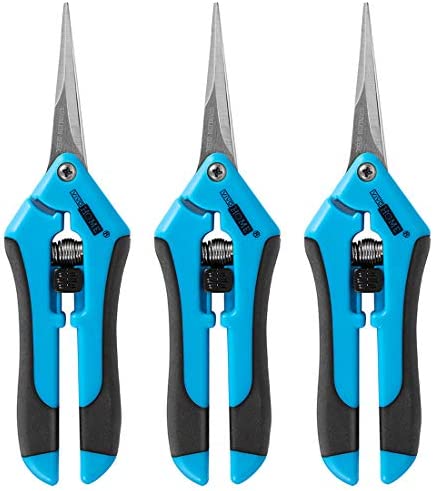 VIVOHOME Gardening Hand Pruner with Straight Stainless Steel Blades Non-stick Pruning Shear Bonsai Cutter Blue for Potting (Pack of 3)