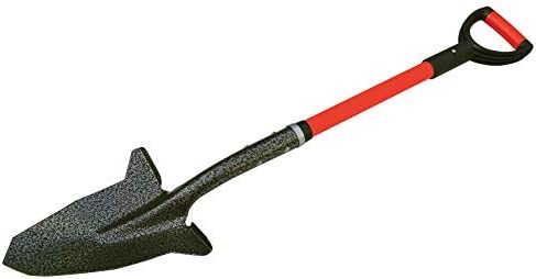 Spear Head Spade Gardening Shovel with Steel Reinforced Fiberglass Handle, Cushioned D-Grip and Sharp Hardened Steel Blade, Award Winning Spade, Model SHFD3 Red