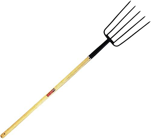 Lavo Home Professional 61″ Pitchfork with 5 Tines I Coated Stainless Steel Head I Wood Handle Manure Bedding Fork