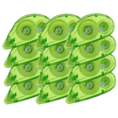 Glue Runner Permanent, Double Sided Adhesive Scrapbook Runner Tape Roller, 0.3-inch by 360-Inch, Permanent Adhesive Dots Roller Applicator, 12 Pack – Green
