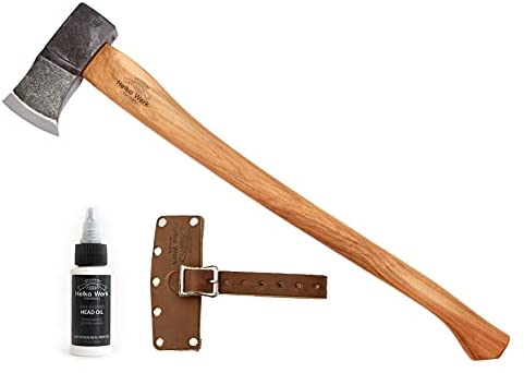 1844 Helko Werk Germany Saxon Splitting Axe for Chopping Firewood and Logs – Wood Splitting Axe with Leather Sheath – German Made Wood Splitter Maul for Camping 13588