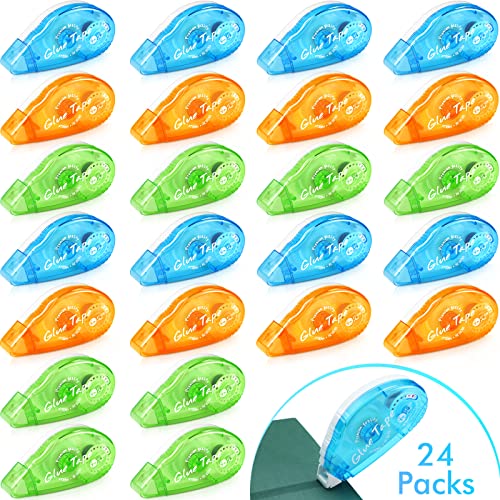 24 Pack 0.3 Inch by 315 Inch Scrapbook Tape Roller Adhesive Dots Roller Applicator Permanent Double Sided Tape Dispenser for Archival Safe Card Making Scrapbooking Crafts