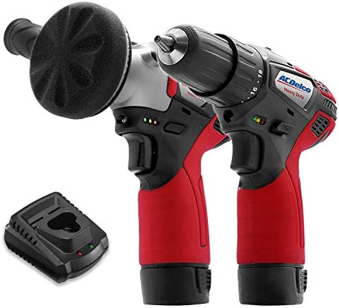 ACDelco ARS1214-K17 G12 Series 12V Cordless Li-ion 2-Speed 3” Mini Polisher & 3/8” Drill Driver Combo Tool Kit with 2 Batteries
