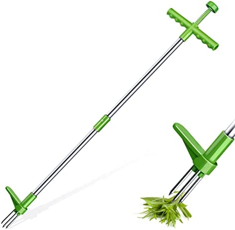 Aiewteh Standing Weed Puller, 39 Inch Stand Up Weeder with 3 Claws, Garden Plant Root Remover Tool with Long Handle and Foot Pedal for Backyard, Lawn, Patio Garden