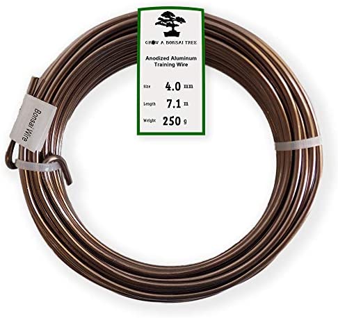 Anodized Aluminum 4.0mm Bonsai Training Wire 250g Large Roll (23 feet) – Choose Your Size and Color (4.0mm, Brown)