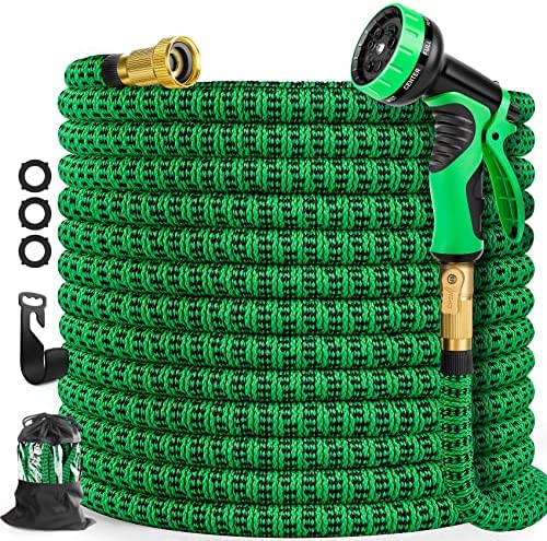 Aterod 100 Feet Expandable Garden Hose, 10 Functions Spray Nozzle, Extra Strength Fabric, Leakproof Lightweight Expanding Pipe for Watering and Washing