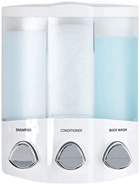 Better Living Products, White 76354 Euro Series TRIO 3-Chamber Soap and Shower Dispenser
