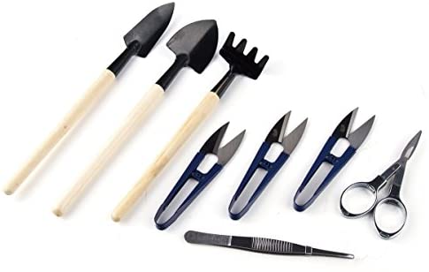 Bonsai Set 8 Pcs – Include Pruner,Fold Scissors,Mini Rake,Bud & Leaf Trimmer Set by ZELAR Made