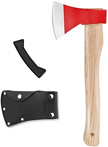 Coquimbo Chopping Axe, 15”Splitting Hatchet for Wood Splitting and Kindling, Camping Hatchet Gardening Hand Tool with Sheath, Xmas Gift for Men (Red)