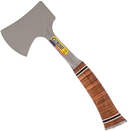 ESTWING Sportsman’s Axe – 12″ Camping Hatchet with Forged Steel Construction & Genuine Leather Grip – E14A