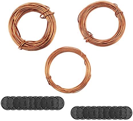 Fashionclubs Bonsai Wires Set, Bonsai Tree Training Wires Aluminum Craft Wires Size 1.0mm/1.5mm/2.0mm(Each Size is 32ft), with 20pcs Flower Pot Hole Mesh Pad Bonsai Bottom Grid Mat Mesh 2Inch in Dia