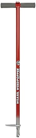Garden Weasel Step and Twist Hand Weeder, Chemical Free Weeding, 36” Long, Red & Silver