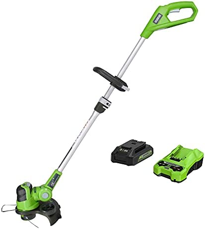 Greenworks 24V 12″ Cordless String Trimmer / Edger, 2.0Ah Battery and Charger Included
