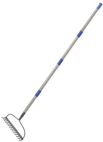 HOSKO 5FT Bow Rake，60 inches L Handle x 13.5 inches W Head Metal Bow Rake with Heavy Duty Construction for Gardening, Land Management, Yard Work, Farming and Outdoor