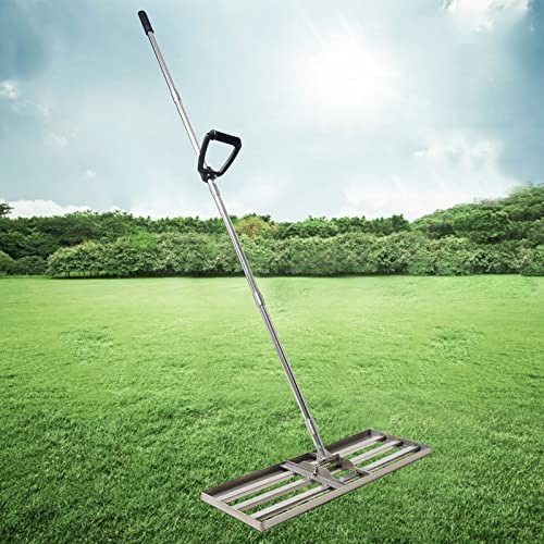 HamRoRung Lawn Leveling Rake 20″x10″ – Upgraded Stainless Steel Thick Pole with Effort-Saving Handle, Leveling Lawn/Sand/Soil for Yard Golf Course Garden