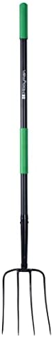 Hooyman 4-Tine Pitch Fork with Heavy Duty Forged Construction, Ergonomic No-Slip H-Grip Handles, and Fiberglass Core for Gardening
