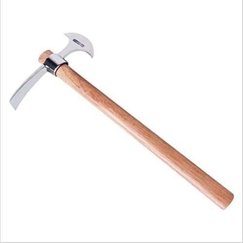 ICROSSKRS Garden Pick Mattock Hoe Axe, Heavy Duty Pick Axe Hand Tool for Transplanting Digging Planting Loosening Soil Camping or Prospecting, 40cm*19cm*3cm