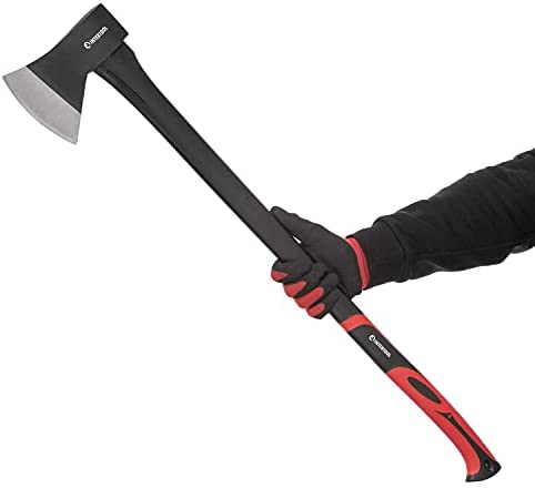 INTERTOOL 35-inch Steel Chopping Axe, 2.8 Pound, Felling Axe, Shock Absorbing Fiberglass Anti-Slip Handle with Blade Cover HT-0264