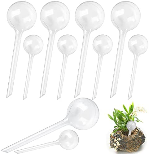 Irrmshr 10 Pack Clear Plant Watering Bulbs,Plastic Self-Watering Globes,Automatic Garden Water Device for Plant Indoor Outdoor