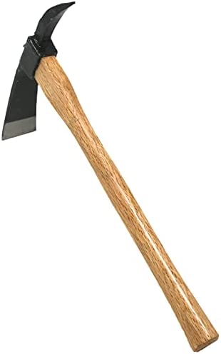 KAKURI Pick Axe for Digging 14-3/4″ Garden Pick Mattock Hoe, Heavy Duty Japanese Hand Forged Steel, Pickaxe Tool for Digging, Weeding, Cultivating, Loosening Soil, Wood Handle, Made in Japan