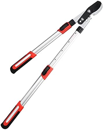 Kapoo Extendable Bypass Lopper with Compound Action, Chops Thick Branches with Ease, 25-34 Inch Tree Trimmer, Hand Loppers with 1.75″ Cutting Capacity Tree Pruner b01, Red (Loop-b01)