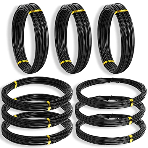 LOLOMLO Bonsai Training Wire Kit- 9 Rolls Tree Training Wire, Black Housing Anodized Aluminum Wire, Size of 1.0mm, 1.5mm, 2.0mm Three Each (295 Feet) for Bonsai Trees Indoor & DIY