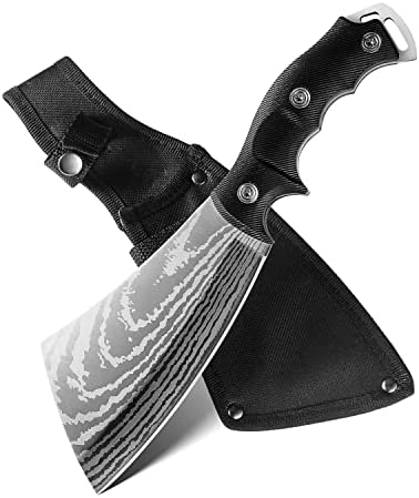 Leopcito Camping Machete Axe Survival Hatchet with Sheath, 11-inch Gardening Machete with Ergonomic Handle for Yard Bushes, Wood, Vine, Coconuts and Cane, A4SL