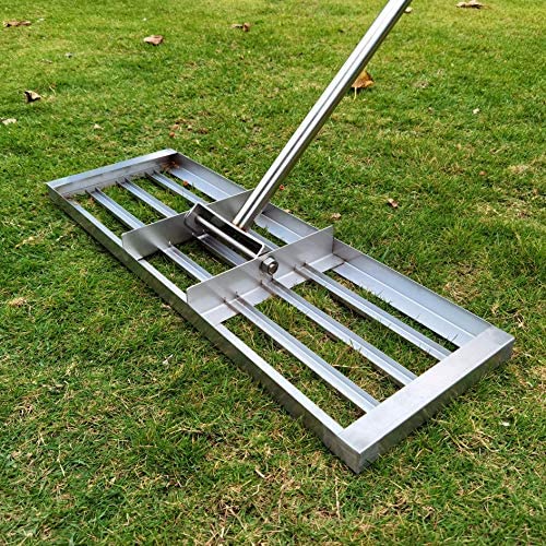 Leveling Lawn Rake Stainless Steel 30” x 10” – Lawn Leveling Tool with 72” Long Stainless Steel Handle, Lawn Levelers for Soil Sand Dirt Top Dressing