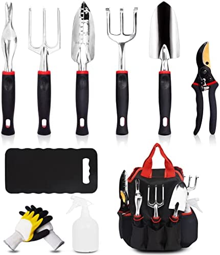 MECHREVO Gardening Tool Set 10PCS，Heavy-Duty Garden Tool Kit with Kneeling Pad and More, Comfortable & Organized, Ideal Gardening Gift for Men and Women