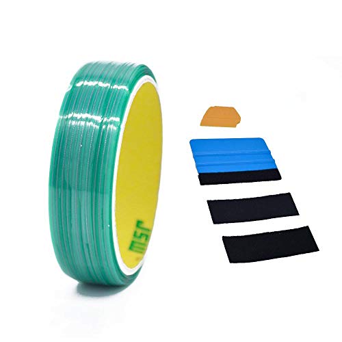 MOCK ST Cutting Tape Knife Less Tape Design Line Finish Line Vinyl Wrap Cutting Tape – 50m / 164 ft with Toolkit (Blue Applicator Squeegee, Yellow Detailed Squeegee Black Felt Edge Decals)