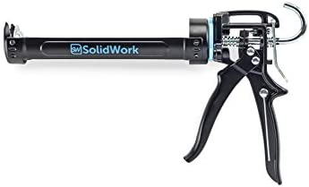 SolidWork Professional Hand Caulking Gun with High 24:1 Thrust Ratio | Drip-free Caulk Gun 10 oz for all Sealant and Adhesive Silicon Cartridges or Tubes | Silicone Gun Tool | Black