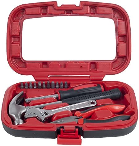 Stalwart – 75-HT015 Household Hand Tools, Tool Set – 15 Piece by , Set Includes – Hammer, Wrench, Screwdriver, Pliers (Tool Kit for the Home, Office, or Car) Red