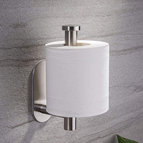 Sticque Toilet Tissue Holder, Stainless Steel Paper Wall Mount, 2021 Upgrade Silver Bathroom Roll Dispenser, Adhesive Toilet Paper Roll Holder for Bathroom, Kitchen