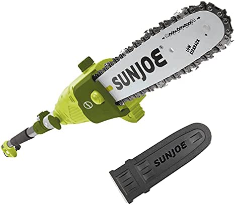 Sun Joe SWJ803E 10 inch 8.0 Amp Electric Multi-Angle Pole Chain Saw, Green