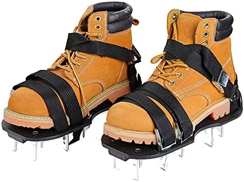 TDOTM Lawn Aerator Shoes, Spiked Sandals Lawn, Adjustable 6 Straps Spiked Manual Aerating Lawn Inflatable Sandals, Easy Use for Courtyard Garden Healthier.