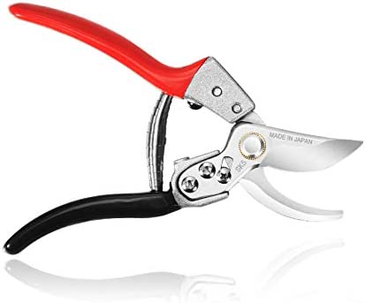 TONMA Pruning Shears [Made in Japan] Professional 8 Inch Premium Garden Scissors with Ergonomic Handle, Hand Pruners Gardening Clippers for Plants (Red)