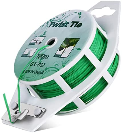 Twist Ties – All-Purpose Coated 328feet Garden Plant Ties with Trimmer Garden Twine Support Ties Reusable for Gardening Plants Growth and Care, Office Home Cable Organization (Green)