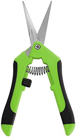 Urbanstrive Durable Gardening Scissors Gardening Hand Pruner Pruning Shear with Titanium Coated Curved Precision Blades, 1 Pack, Green