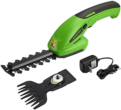 WORKPRO Cordless Grass Shear & Shrubbery Trimmer – 2 in 1 Handheld Hedge Trimmer 7.2V Electric Grass Trimmer Hedge Shears / Grass Cutter Rechargeable Lithium-Ion Battery and Charger Included