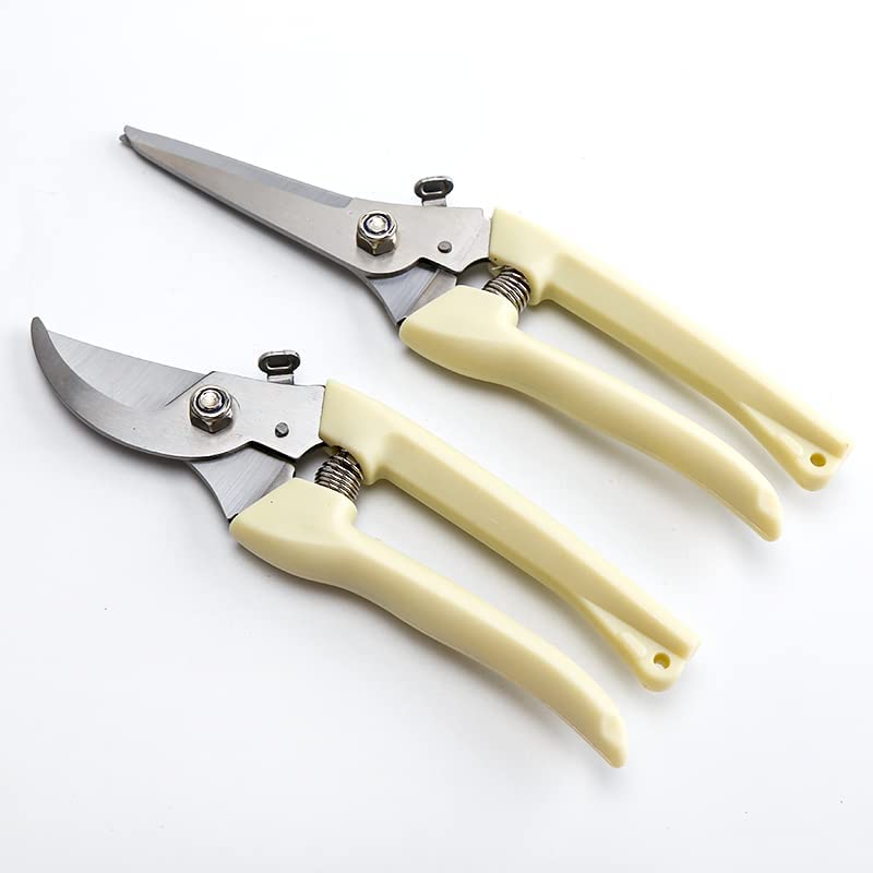WOSAISIUS Garden Pruning Shears, 2pcs Professional Stainless Steel Gardening Shears, Bypass Pruning Shears, Stainless Steel Blades with PTFE Coating for Picking Fruits, Trimming Potted Plants