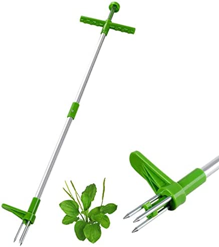 Weed Puller,Stand Up Weeder Hand Tool,39 inch Long Handle Garden Weeding Tool with 3 Stainless Steel Claws,High Strength Foot Pedal and Picker Suitable for Backyard, Lawn, Patio Garden Hand Tool