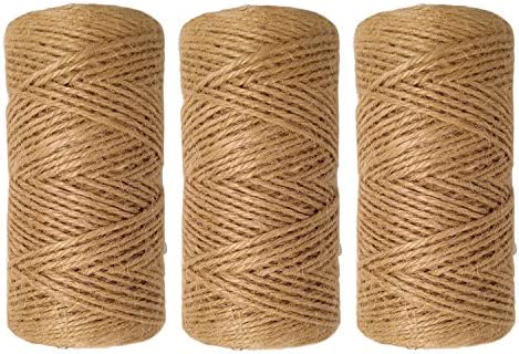1000 Feet (c. 333 Yards) 2mm 3 ply Natural Jute Twine String Rolls for Artworks and Crafts, Gift Wrapping, Picture Display and Gardening (2mm)