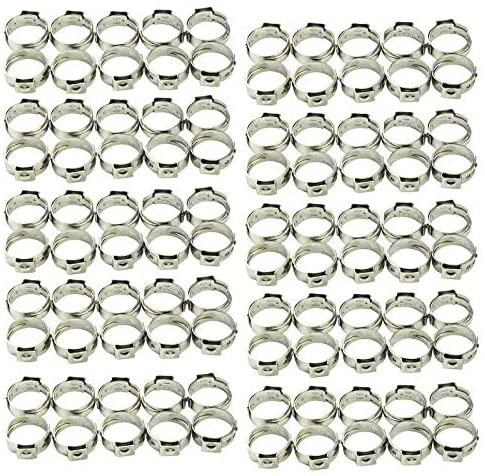 100pcs 1/2 Inch PEX Cinch Clamp Rings, 304 Stainless Steel Cinch Crimp Rings Pinch Clamps for PEX Tubing Pipe Fitting Connections