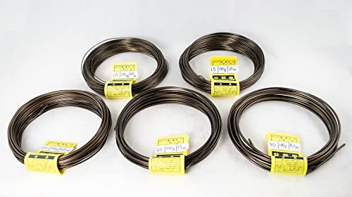 5 Mix 100 g/Roll Genuine Japanese Aluminum Dark Brown Bonsai Training Wire – 1.0 mm / 1.5 mm / 2.0 mm / 2.5 mm / 3.0 mm