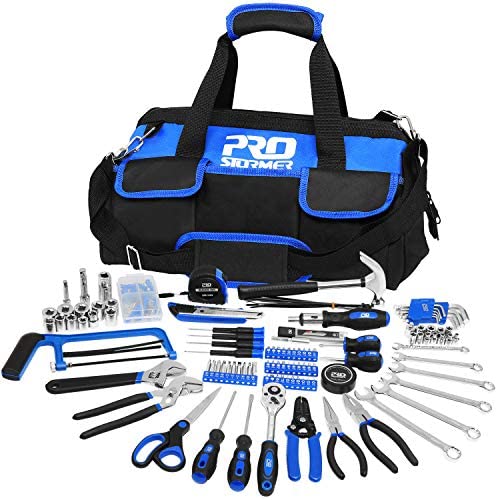 198-Piece General Household Hand Tool Set, Prostormer Multi-Purpose Basic Home Repair Tool Kit with Easy Carrying Storage Bag for DIY and Home Maintenance