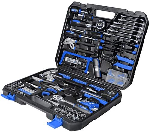 198-Piece Household Tool Kit, Prostormer Multi-Purpose DIY Home/Auto Repairing Hand Tool Set with Hammer, Pliers, Screwdrivers, Wrench Sockets and Plastic Toolbox Storage Case