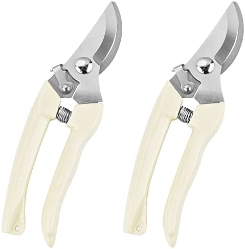 2 PCS Garden Pruning Shears,Gardening Cutter Clippers,Tree Trimmers Secateurs,Hand Pruner with Steel Straight Blade,Professional Trimming Scissors Tools for Flowers,Plants