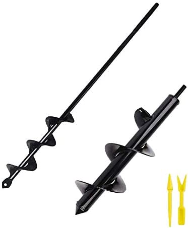 2 Pack 1.6″x16.5″ & 3”x12″ Auger Drill Bit Garden Plant Flower Bulb Auger Rapid Planter Bulb & Bedding Plant Auger for Most 3/8″ Hex Drive Drill Earth Auger Drill Fence Post Umbrella Hole Digger