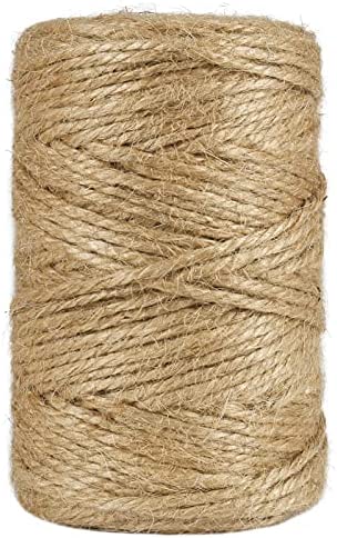 328 Feet 3mm Thick Natural Jute Twine, 3Ply Heavy Duty Industrial Packing Materials String Brown Garden Twine for Arts, Crafts and Gift Wrapping