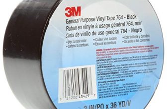 3M Vinyl Tape 764, General Purpose, 2 in x 36 yd, Black, 1 Roll, Light Traffic Floor Marking Tape, Social Distancing, Color Coding, Safety, Bundling